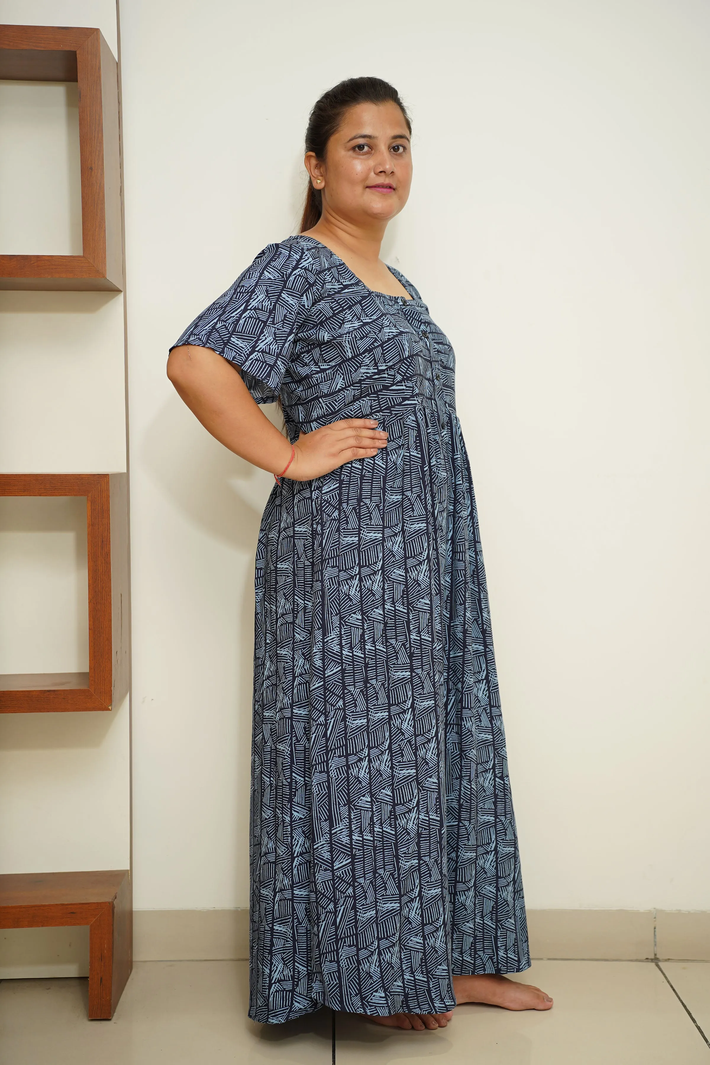 Navy Noir Rayon Night Gown