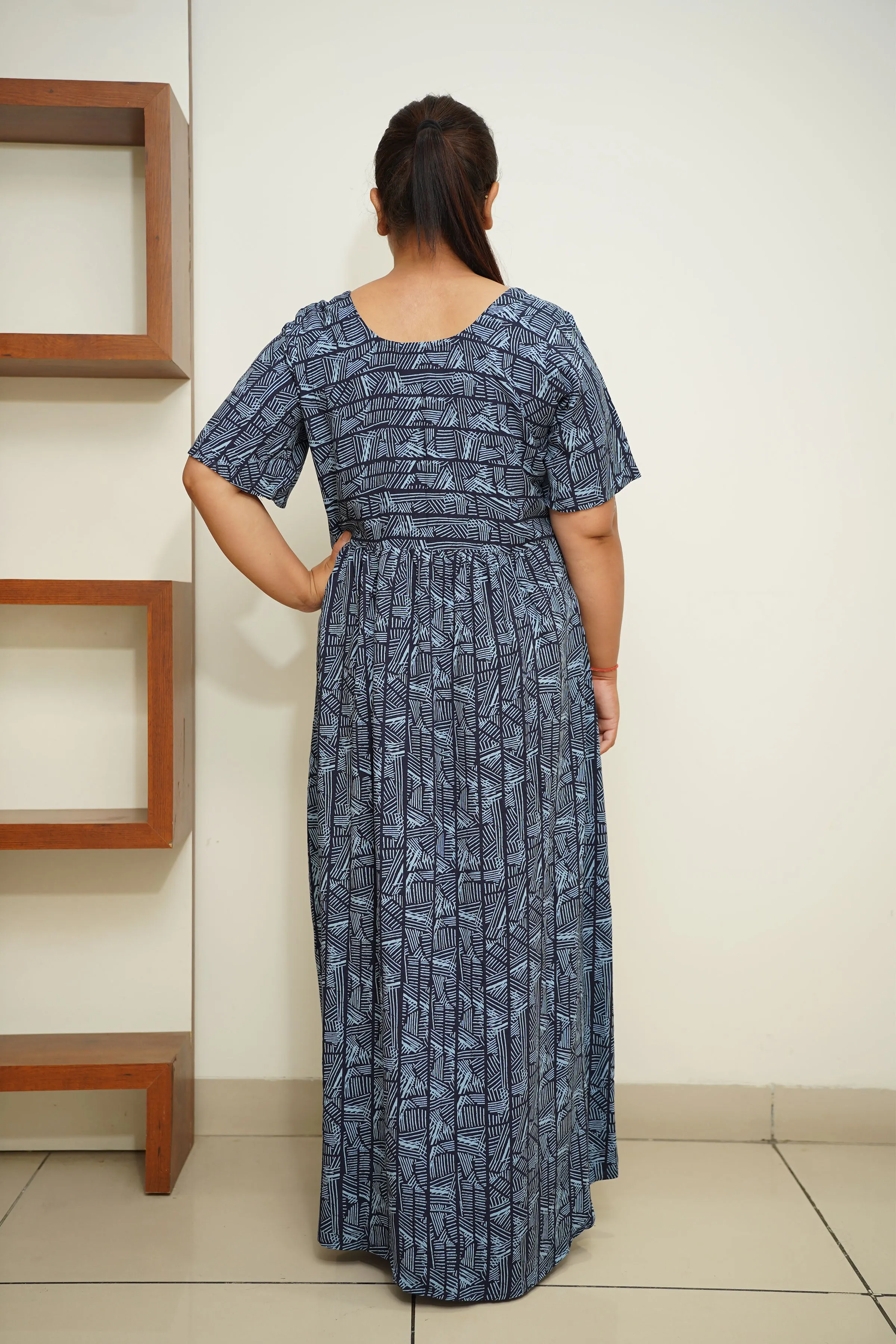 Navy Noir Rayon Night Gown