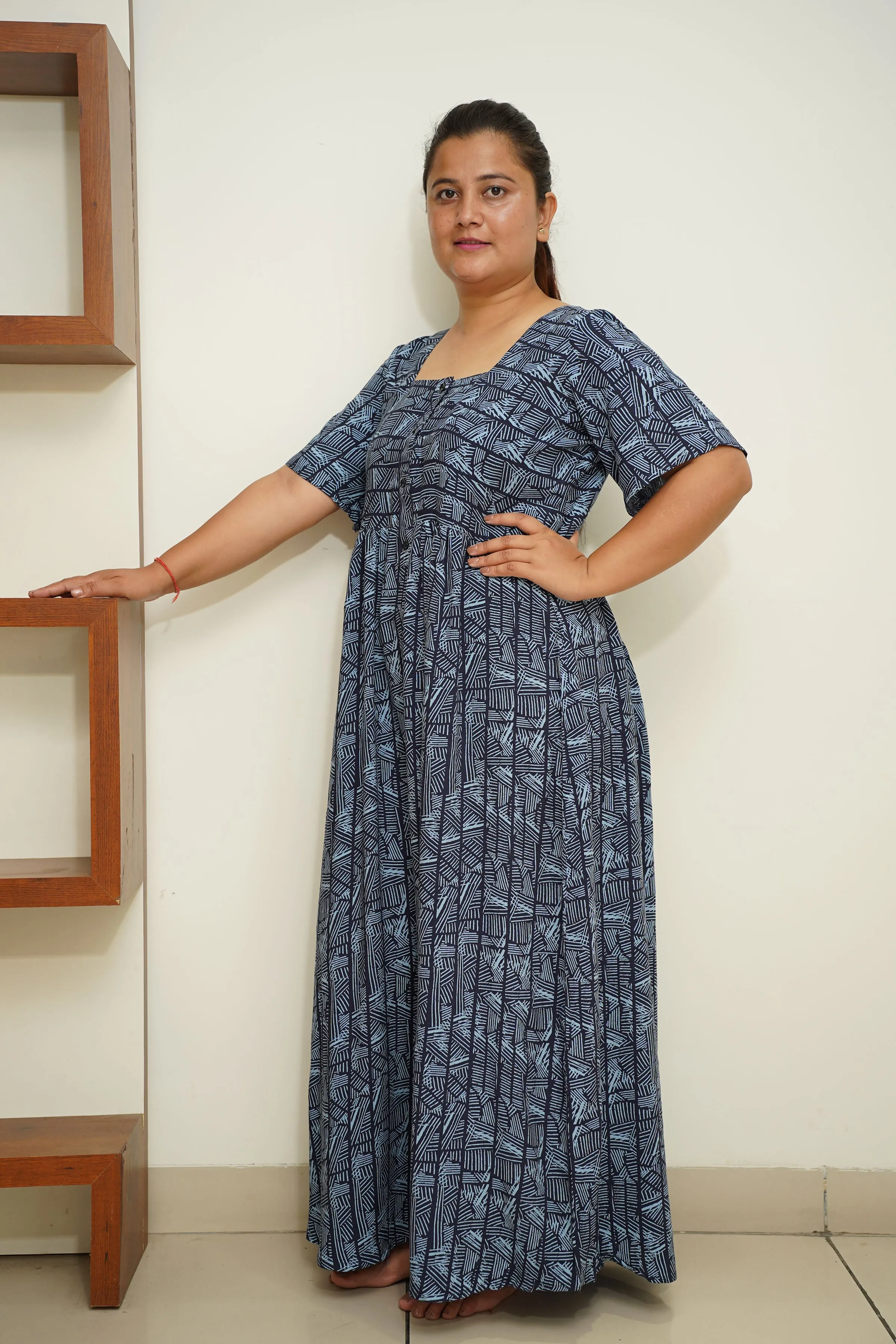 Navy Noir Rayon Night Gown