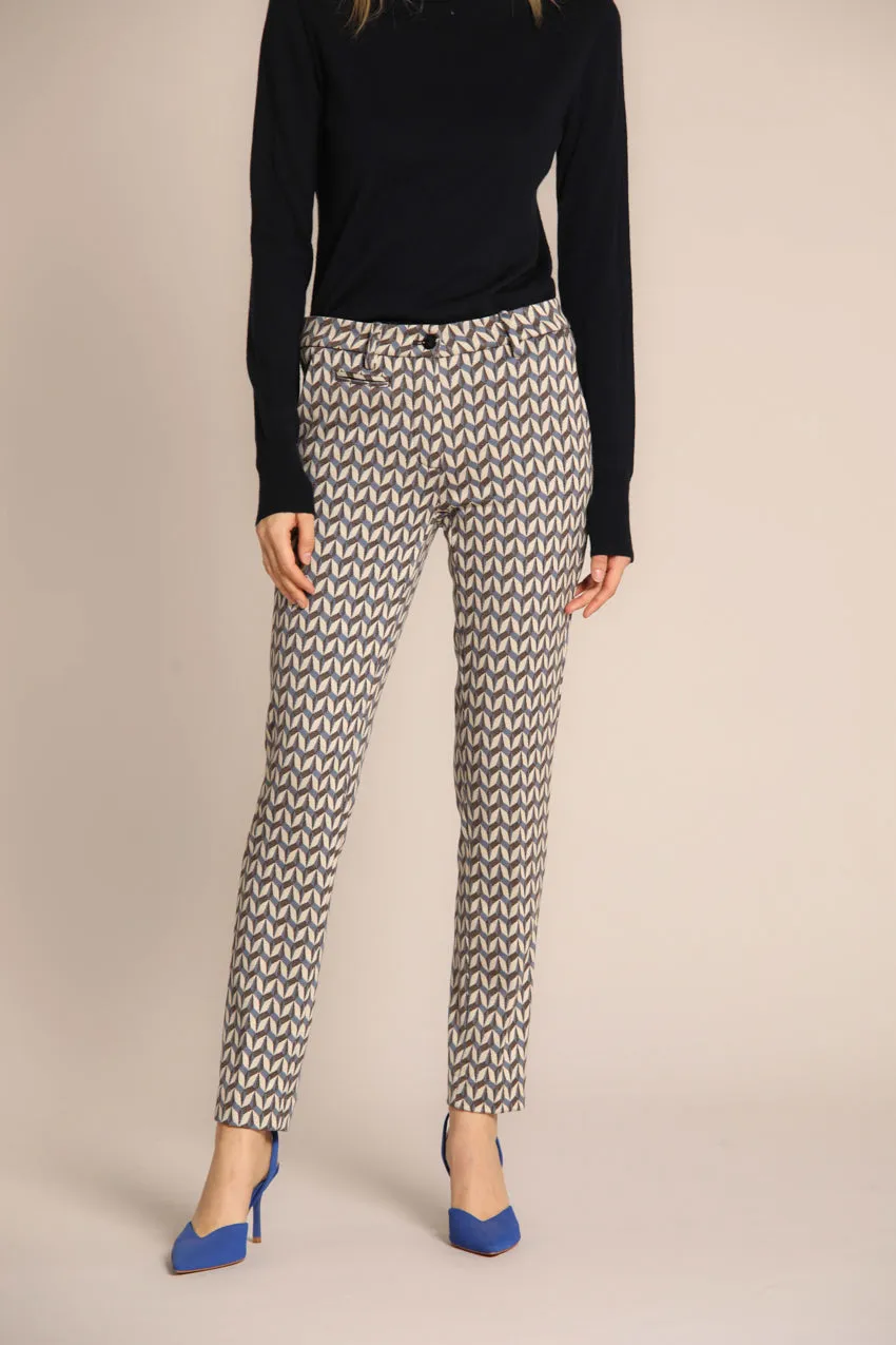 New York Slim women's chino pants in jersey with geometric pattern slim fit