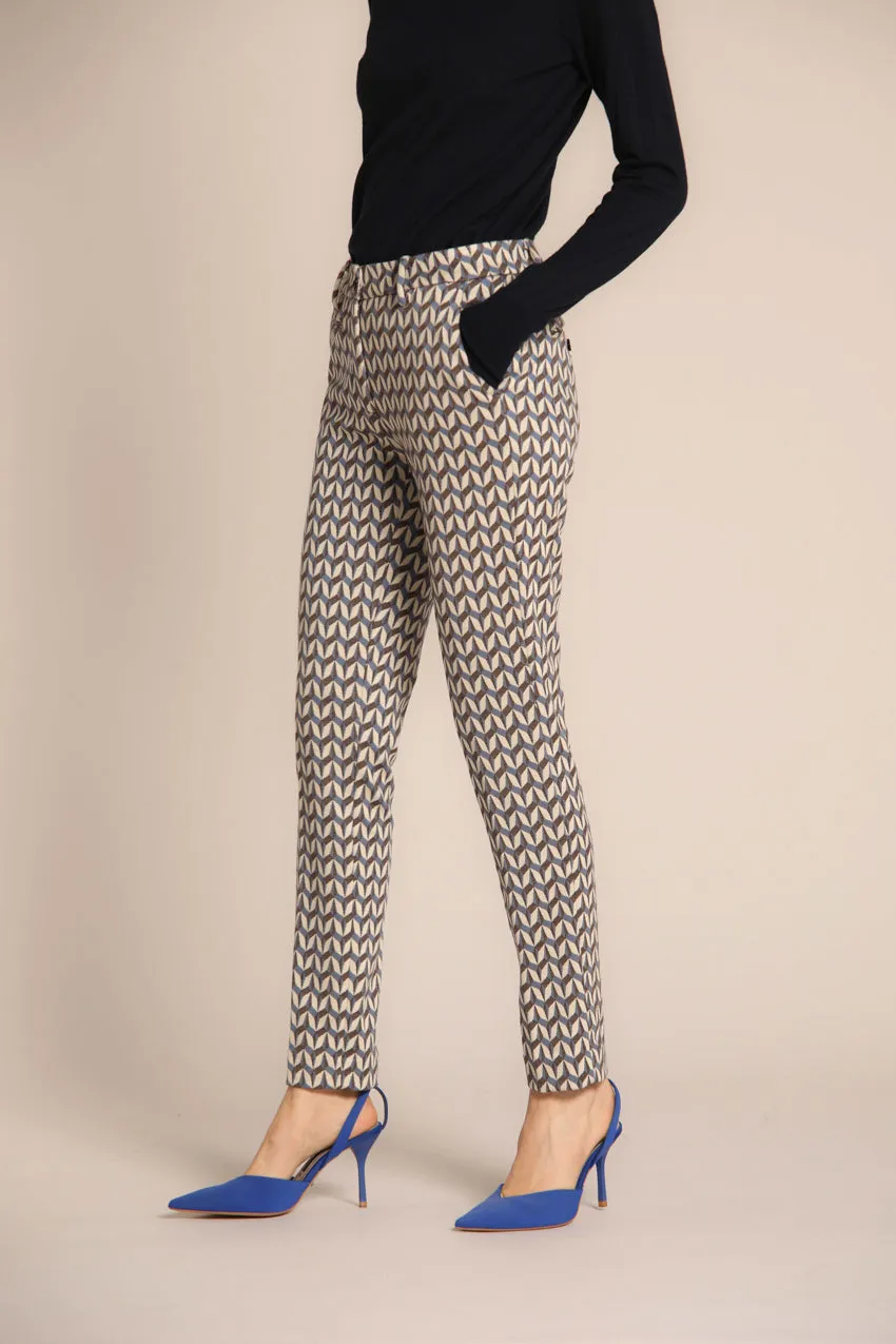 New York Slim women's chino pants in jersey with geometric pattern slim fit