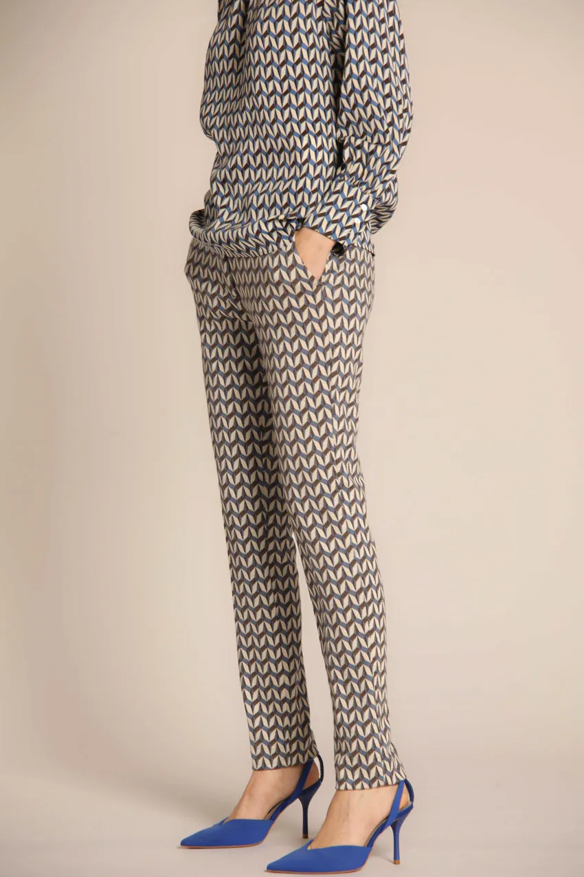 New York Slim women's chino pants in jersey with geometric pattern slim fit