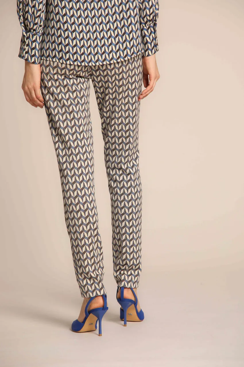 New York Slim women's chino pants in jersey with geometric pattern slim fit