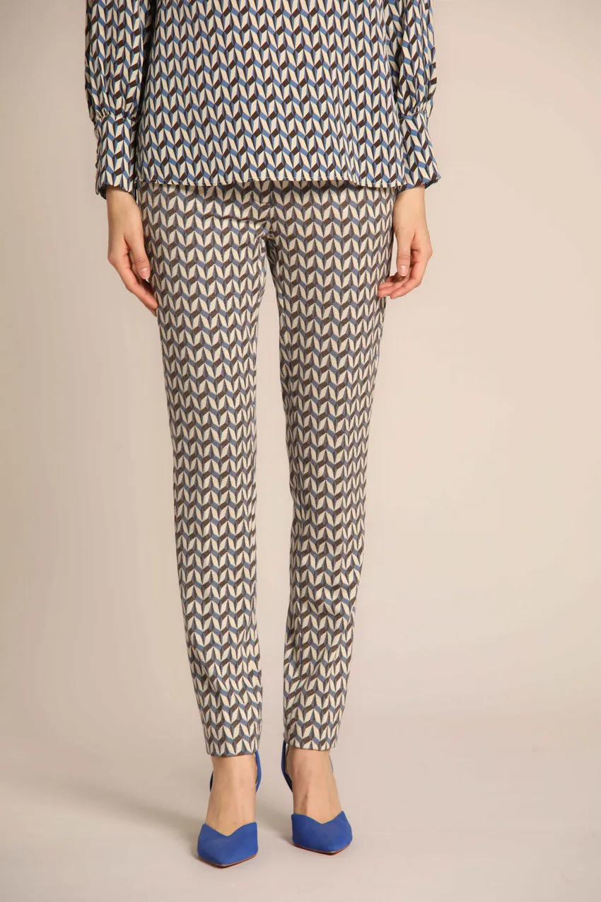 New York Slim women's chino pants in jersey with geometric pattern slim fit