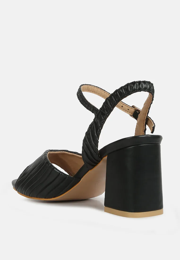 Nicholas Pleated Strap Block Heel Sandals By Ruw