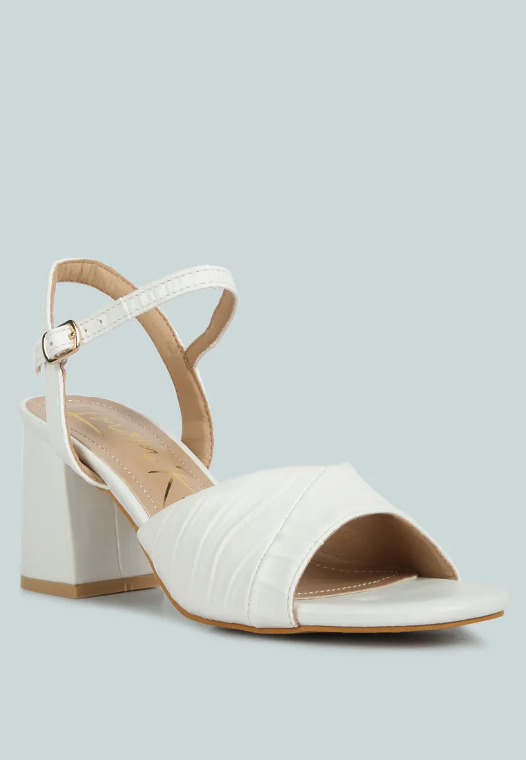 Nicholas Pleated Strap Block Heel Sandals By Ruw