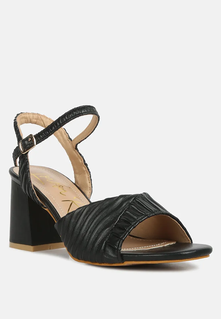 Nicholas Pleated Strap Block Heel Sandals By Ruw