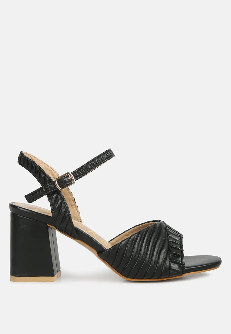 Nicholas Pleated Strap Block Heel Sandals By Ruw