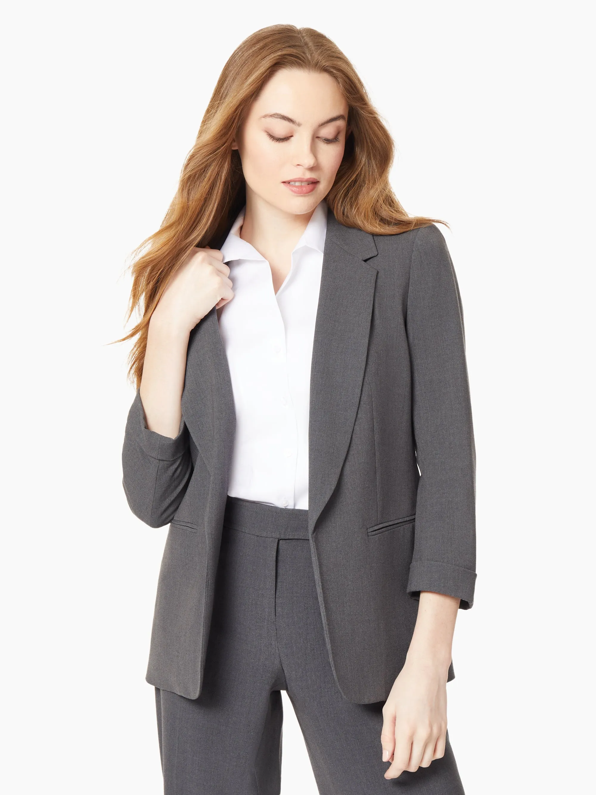 Notch Collar Rolled Cuff Bi-Stretch Blazer