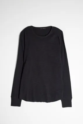 NS2164-6 Slub 1x1 Long Sleeve Crew in Black