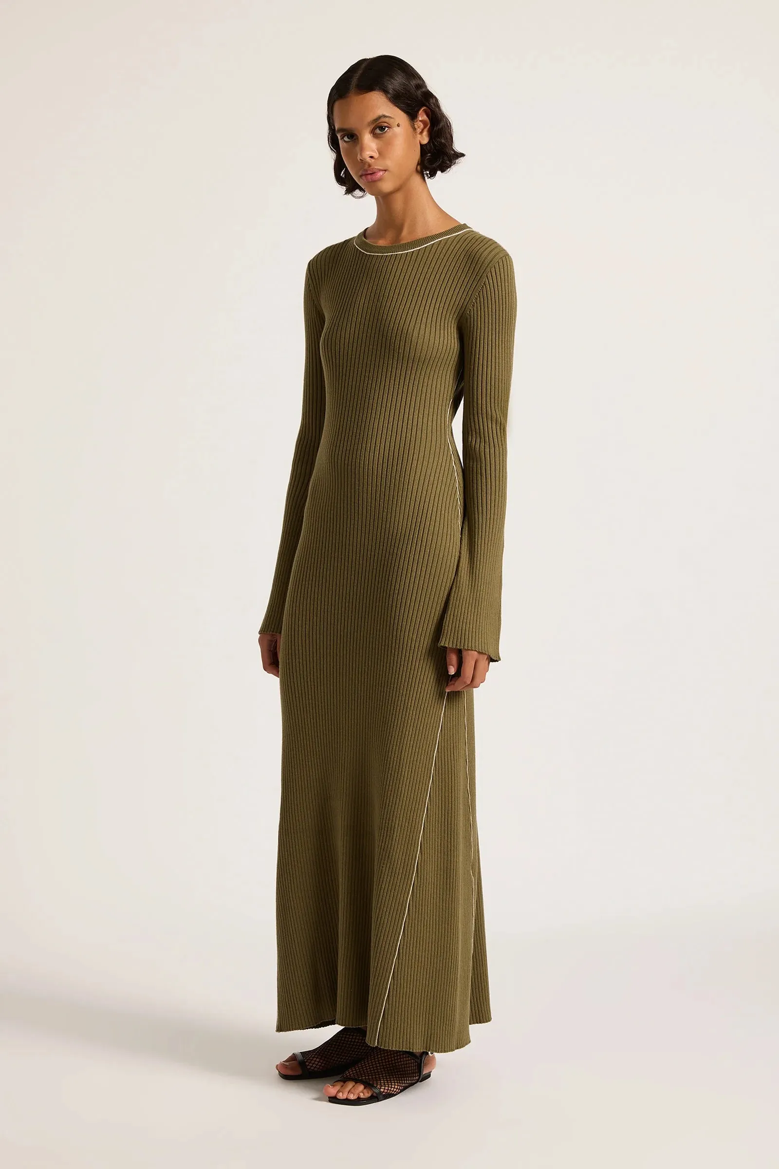 NUDE LUCY Gaia knit maxi dress - Olive