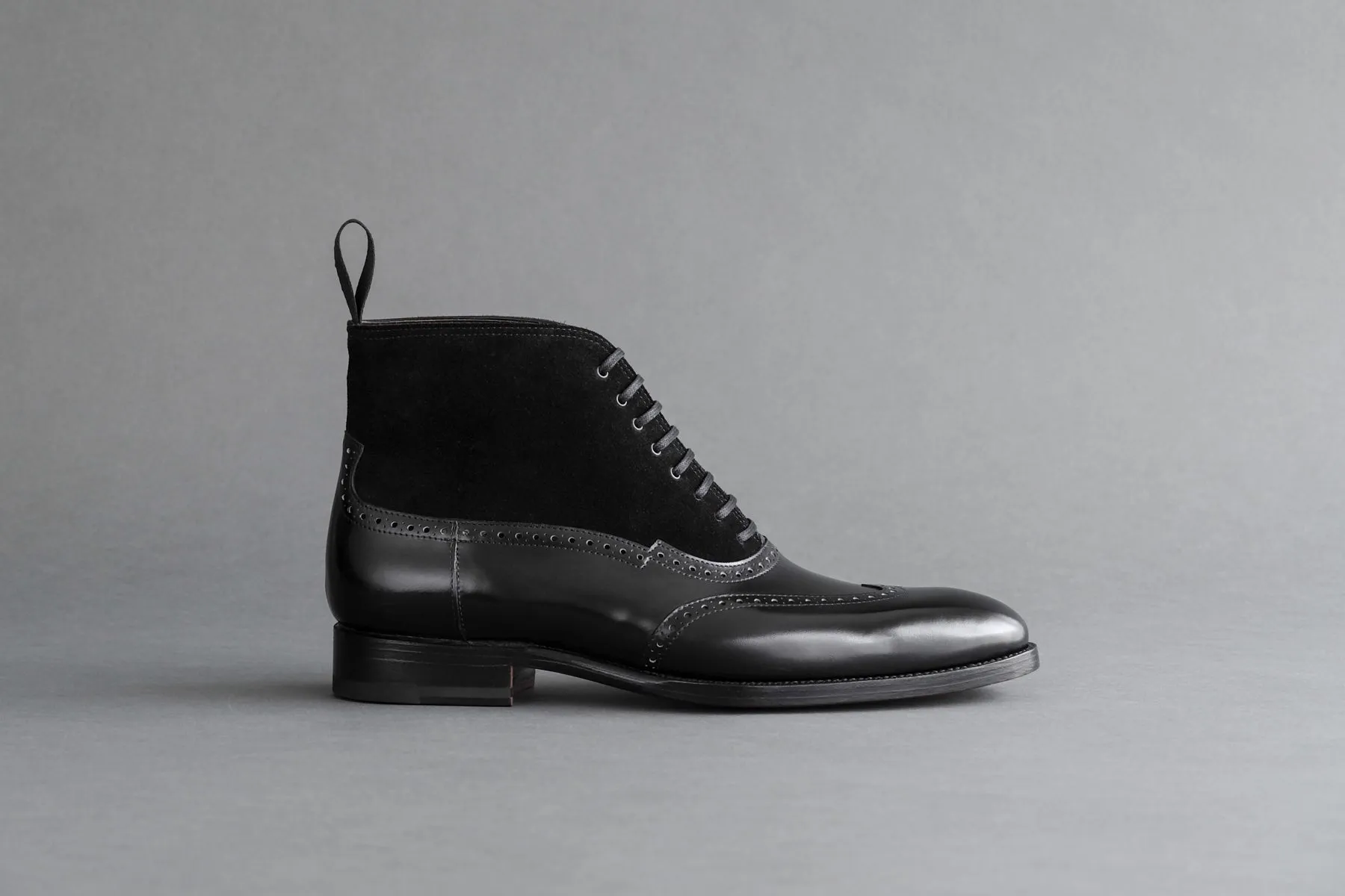 OneSevenOne.Balmoral I Black Balmoral Boots from Calf Leather and Suede