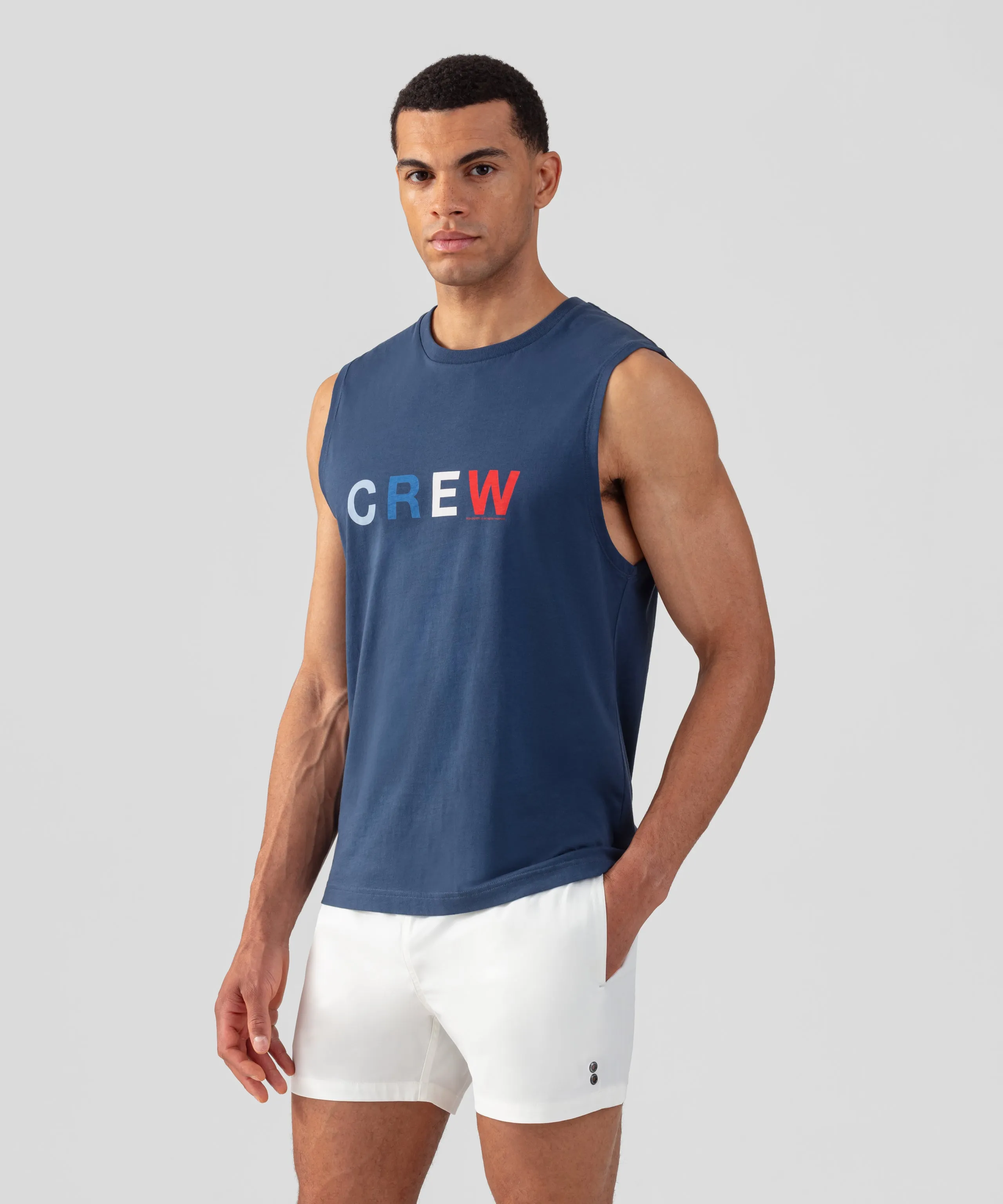 Organic Cotton Sleeveless T-Shirt "CREW": Deep Blue