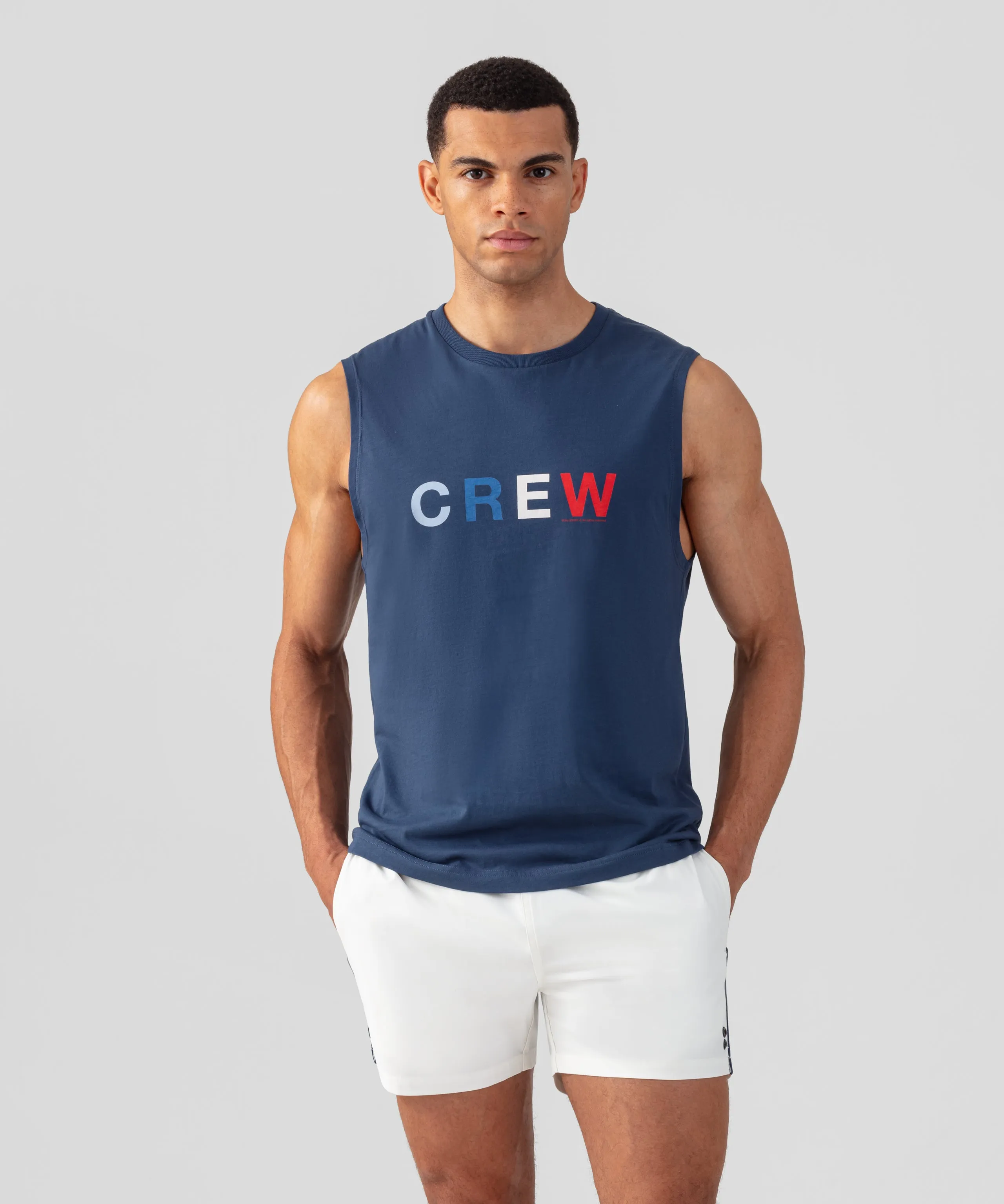 Organic Cotton Sleeveless T-Shirt "CREW": Deep Blue