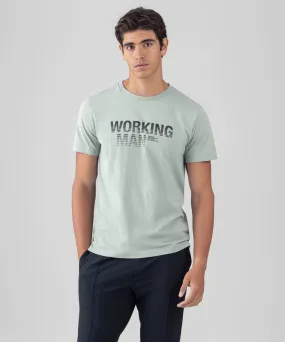 Organic Cotton T-Shirt "WORKING MAN": Light Sage