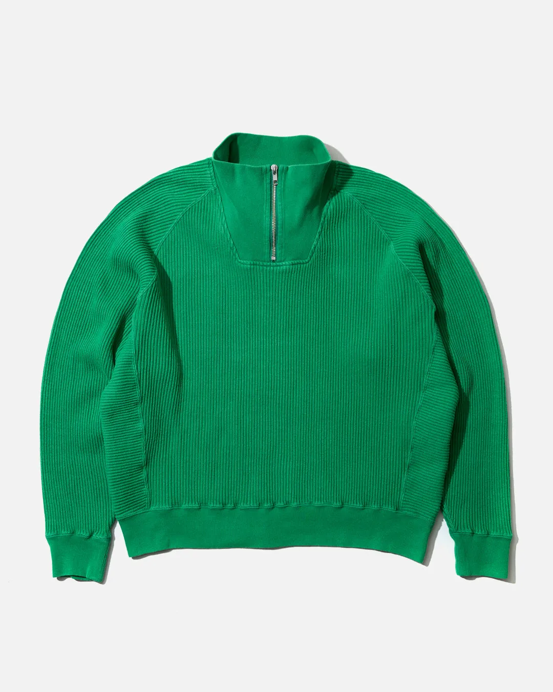 Overdye Wide Rib Cut Zip Half - Green