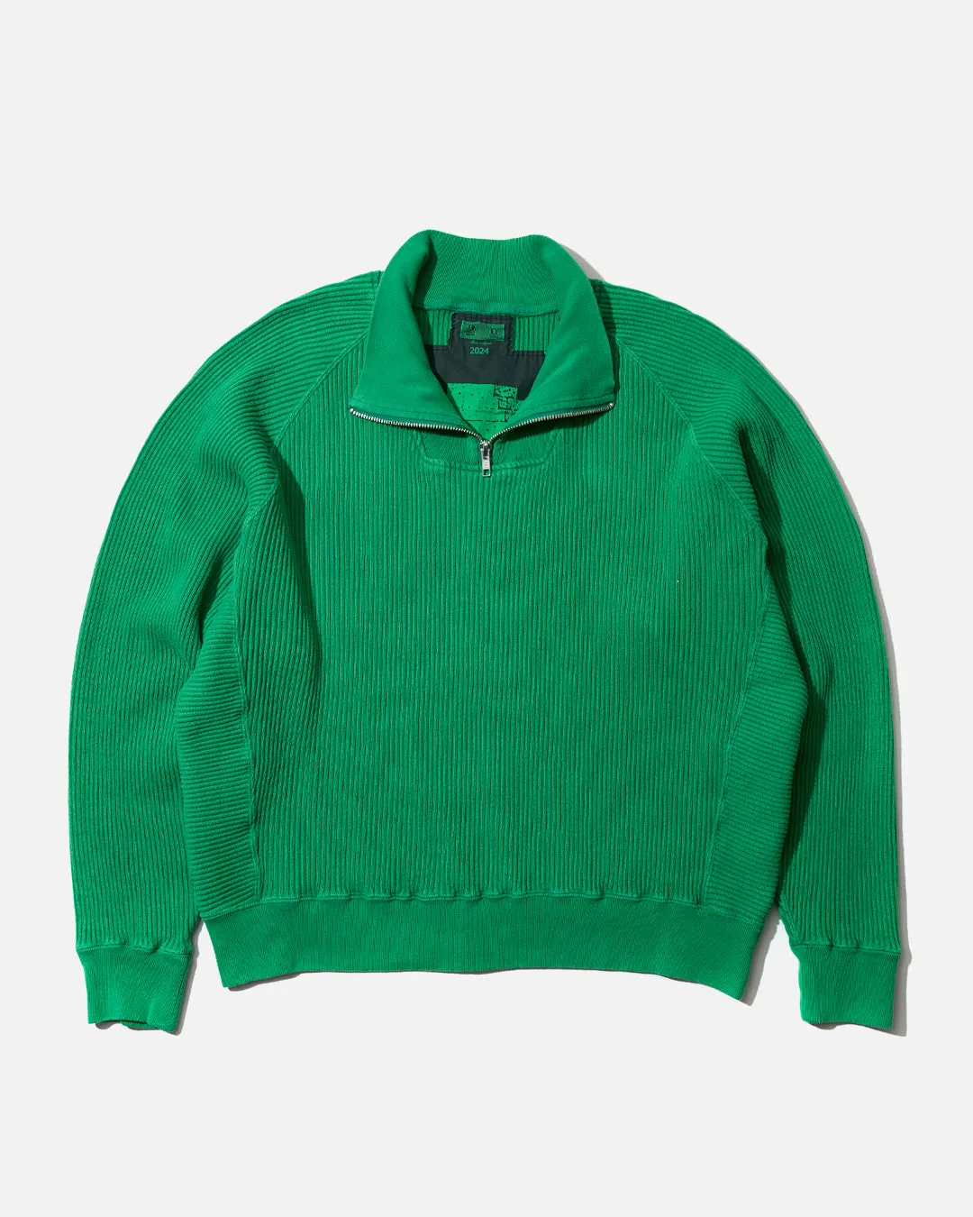 Overdye Wide Rib Cut Zip Half - Green