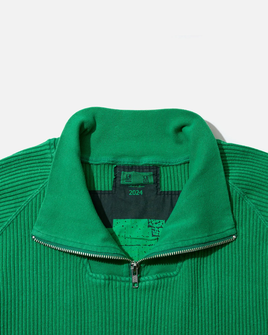 Overdye Wide Rib Cut Zip Half - Green