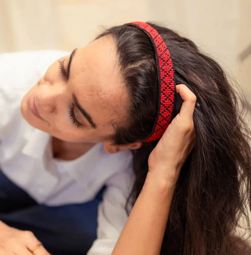 Palestinian-Made Tatreez Headband - Red