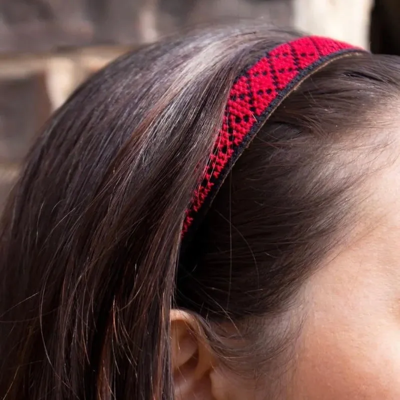 Palestinian-Made Tatreez Headband - Red