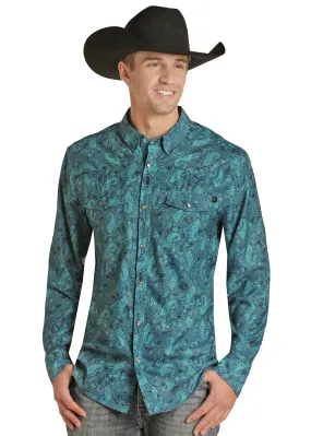 Panhandle Slim® Men's Rock & Roll Paisley Long Sleeve Snap Front Western Shirt