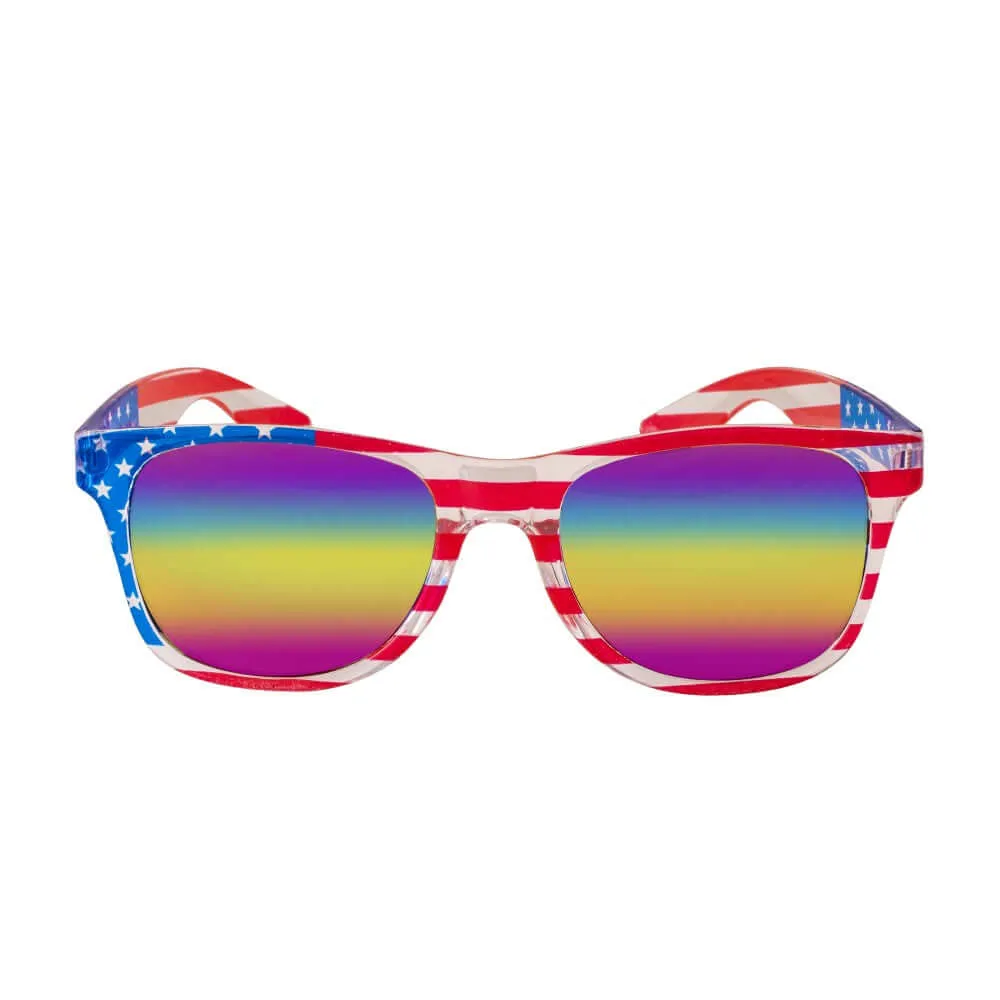 Patriotic Wayfarer Sunglasses with Yellow Mirrored Lenses