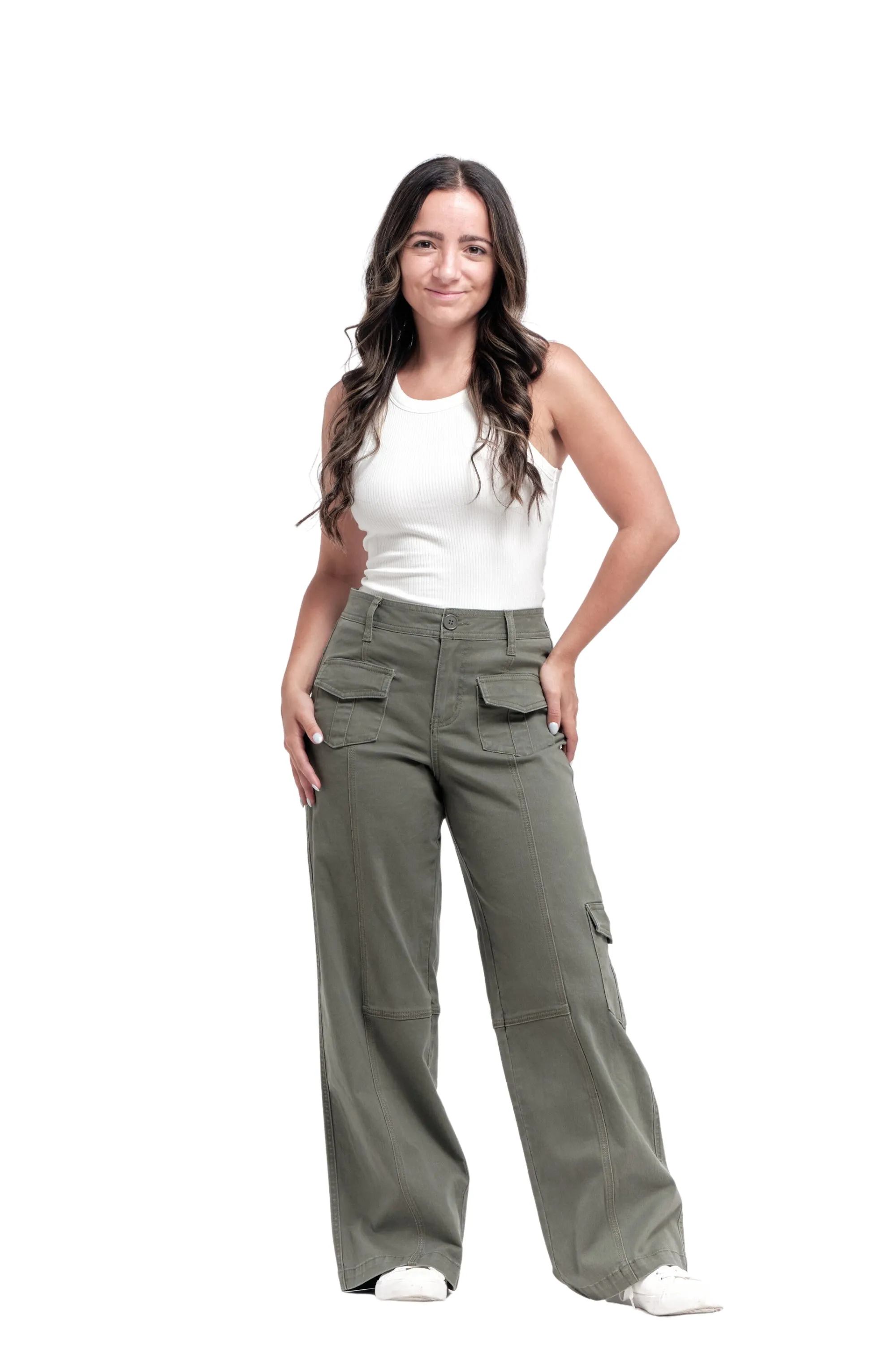 Petite Twill Cargo Wide Leg in Kasey