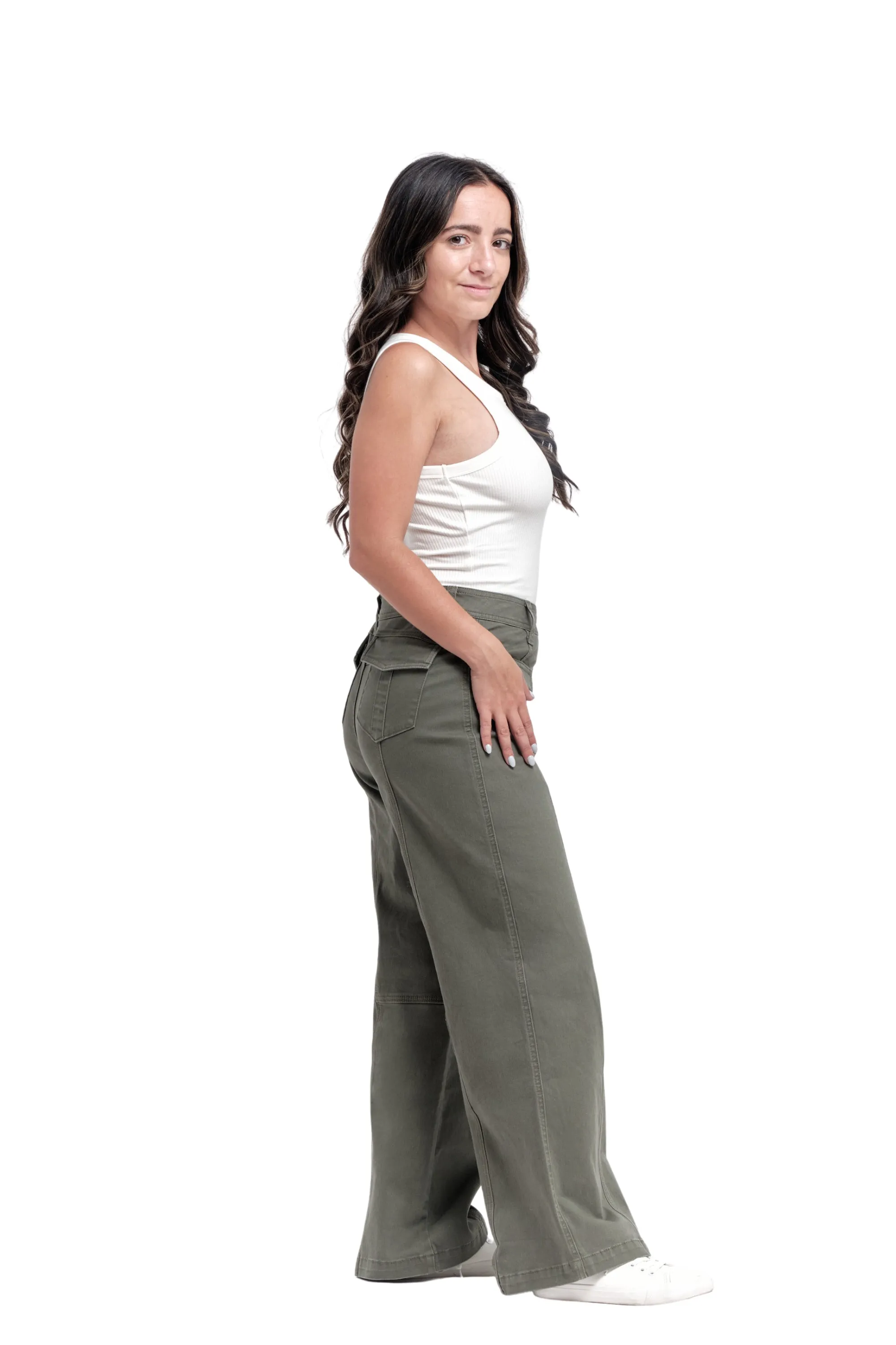 Petite Twill Cargo Wide Leg in Kasey