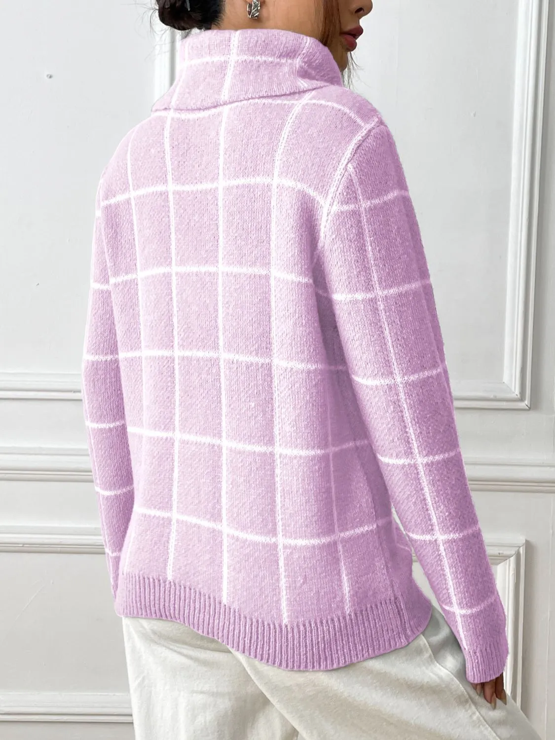 Plaid Turtleneck Sweater in 3 Colors