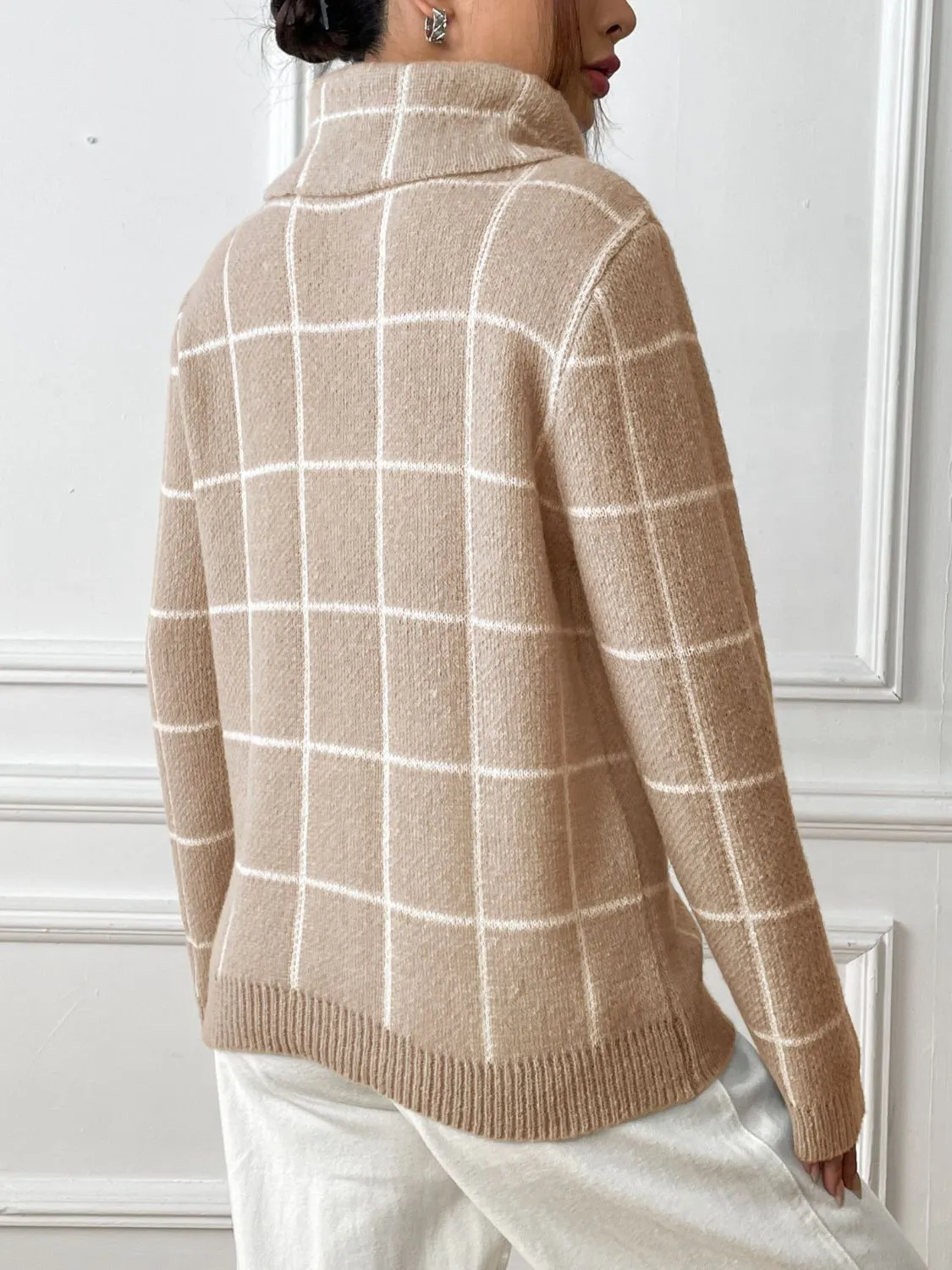 Plaid Turtleneck Sweater in 3 Colors