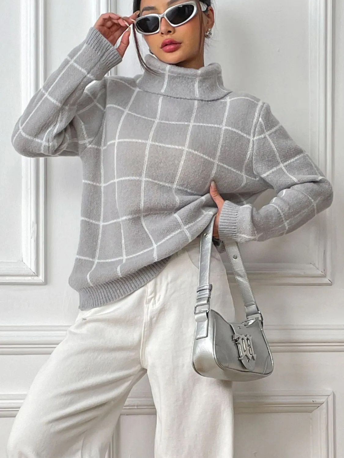 Plaid Turtleneck Sweater in 3 Colors