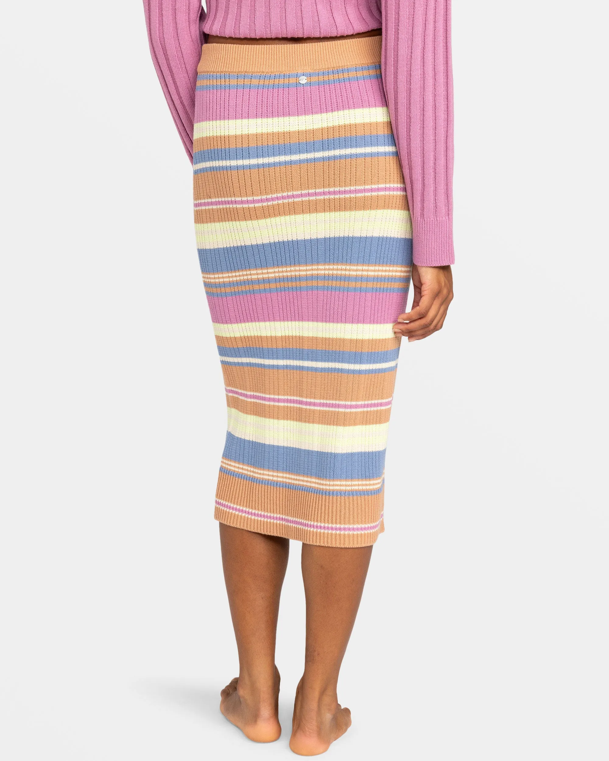 Playa Morning Midi Skirt - Camel Swithbackstripe Sweaters