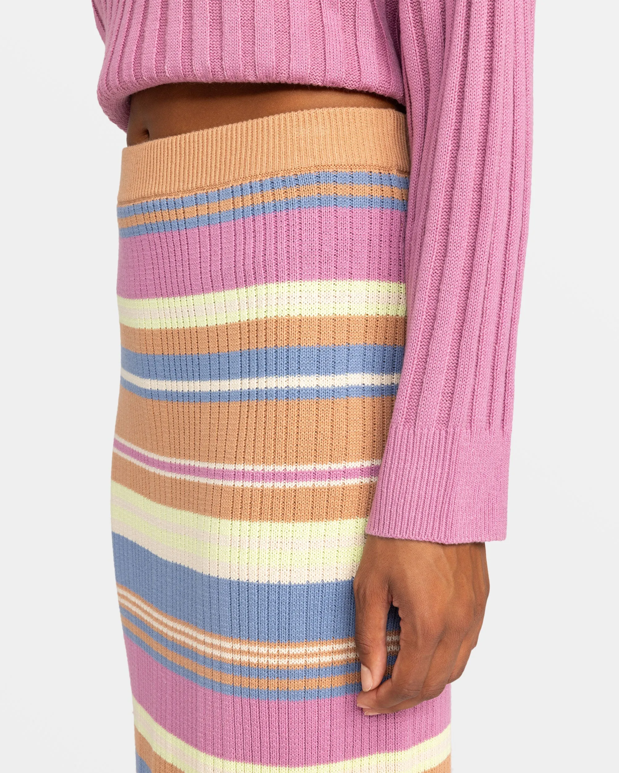 Playa Morning Midi Skirt - Camel Swithbackstripe Sweaters