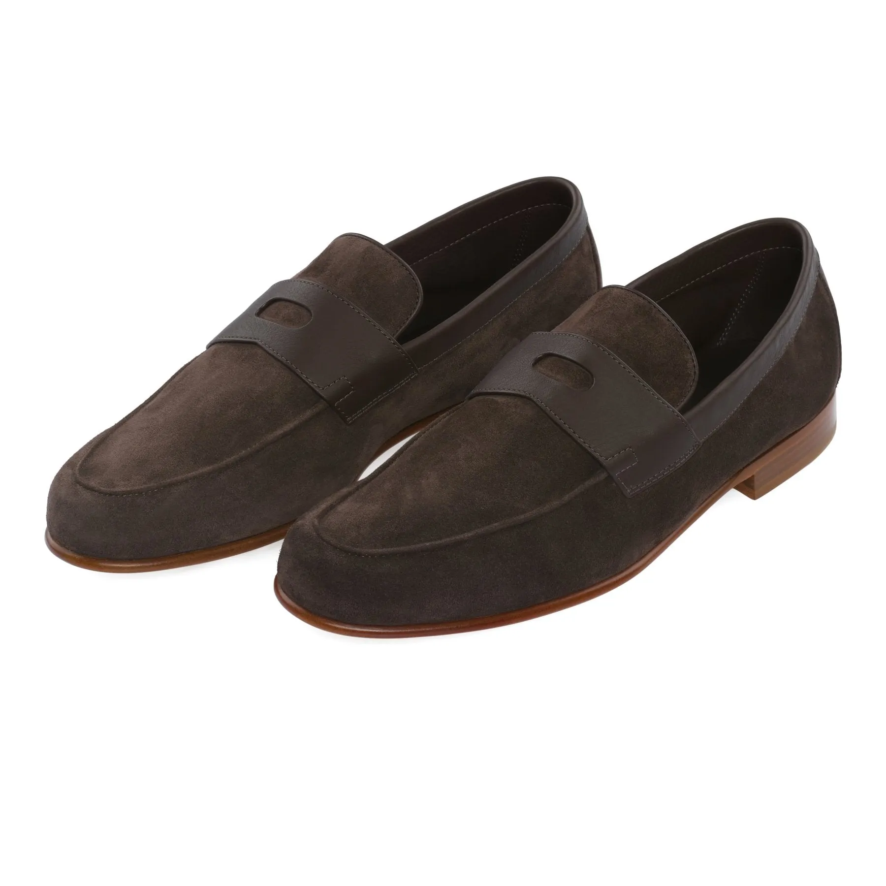 "Hendra" Classic Suede Loafer in Dark Brown