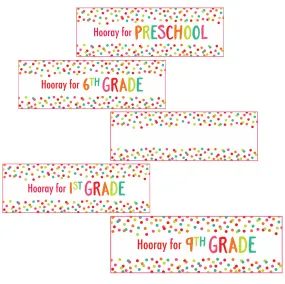 "Hooray" Posters | Black, White and Stylish Brights Confetti | UPRINT | Schoolgirl Style