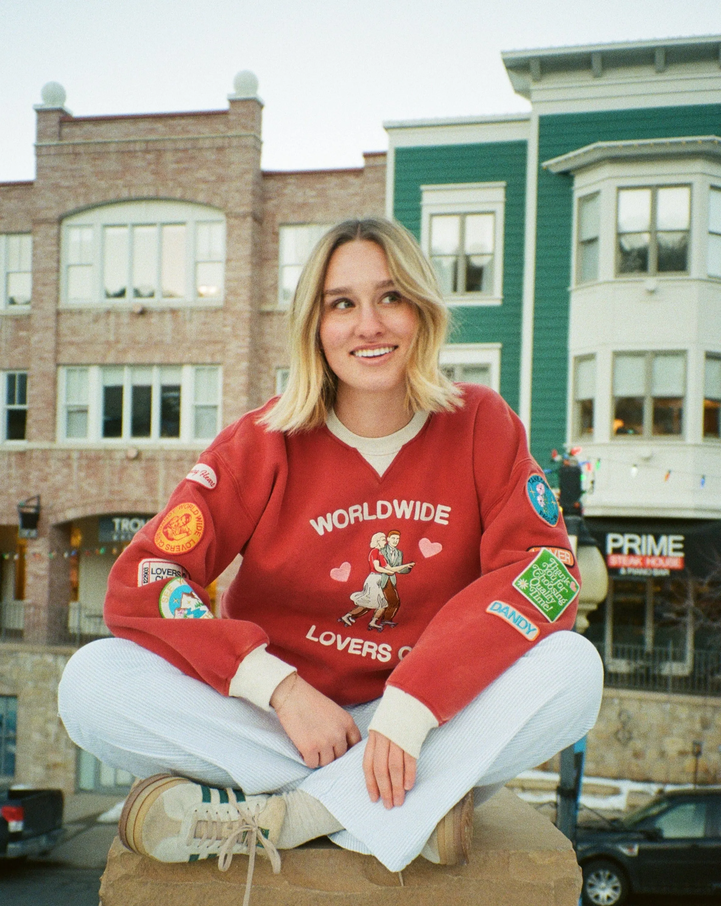 "Lovers Club" Crew Neck in Vintage Washed Red