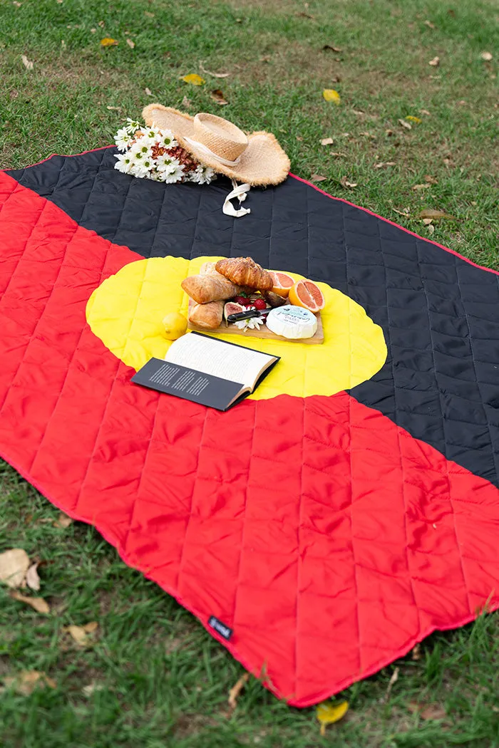 "Raise The Flag" Aboriginal Flag Sand Free Premium Quilted Picnic Rug (150cm x 200cm)