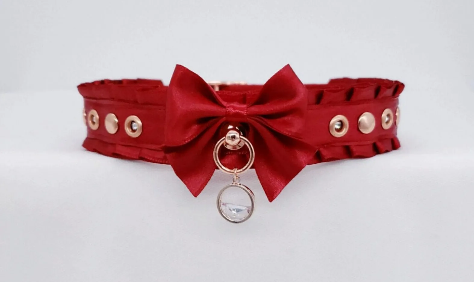 Red and Rose Gold Rivet Collar