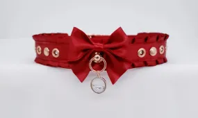 Red and Rose Gold Rivet Collar