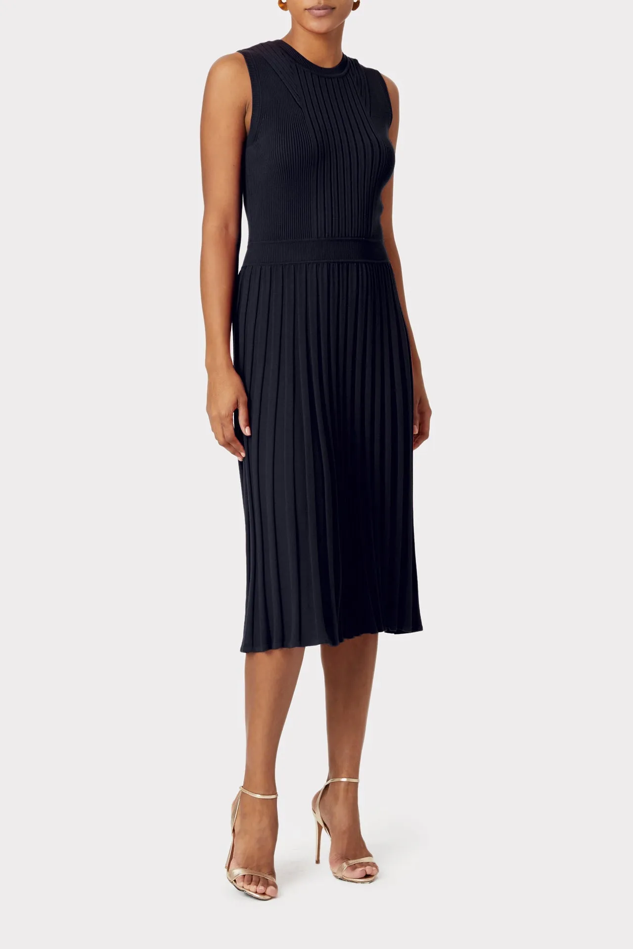 Rib Mix Pleated Dress