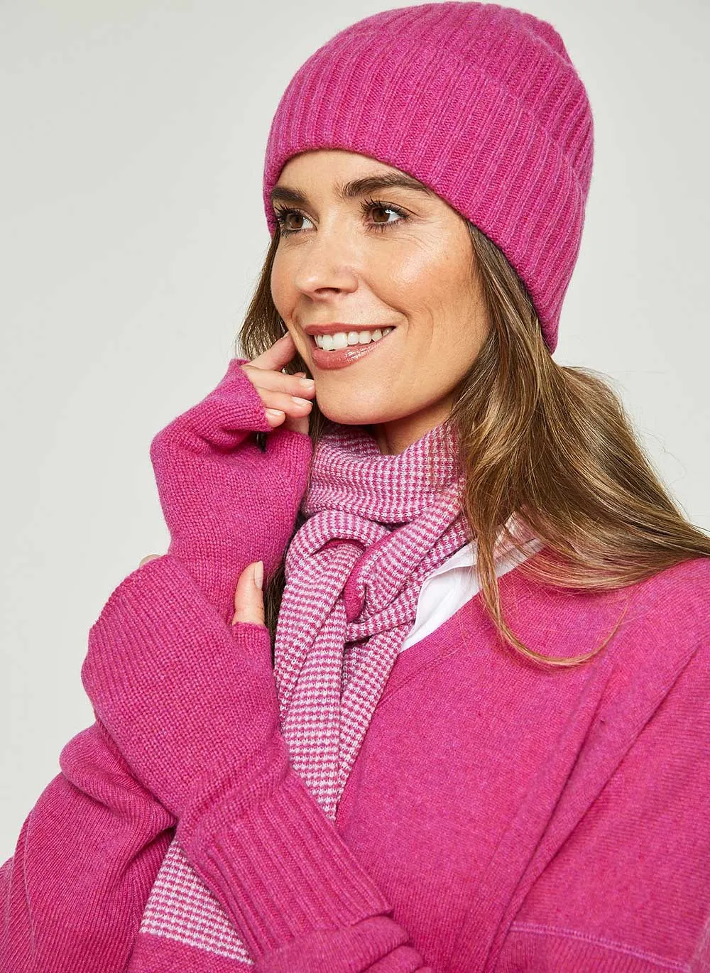 Ribbed Cashmere Hat - Pink Soda