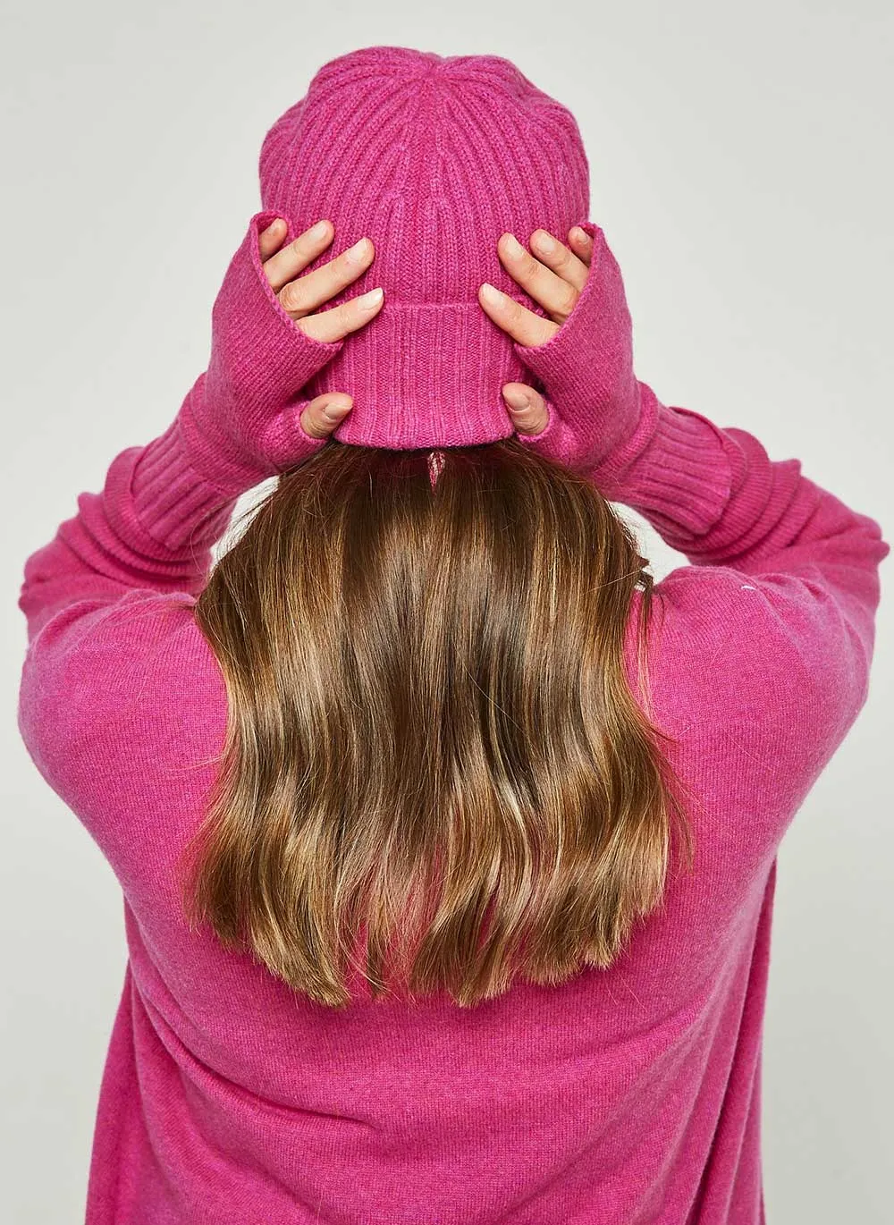 Ribbed Cashmere Hat - Pink Soda