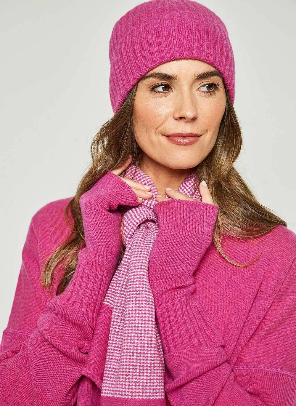 Ribbed Cashmere Hat - Pink Soda