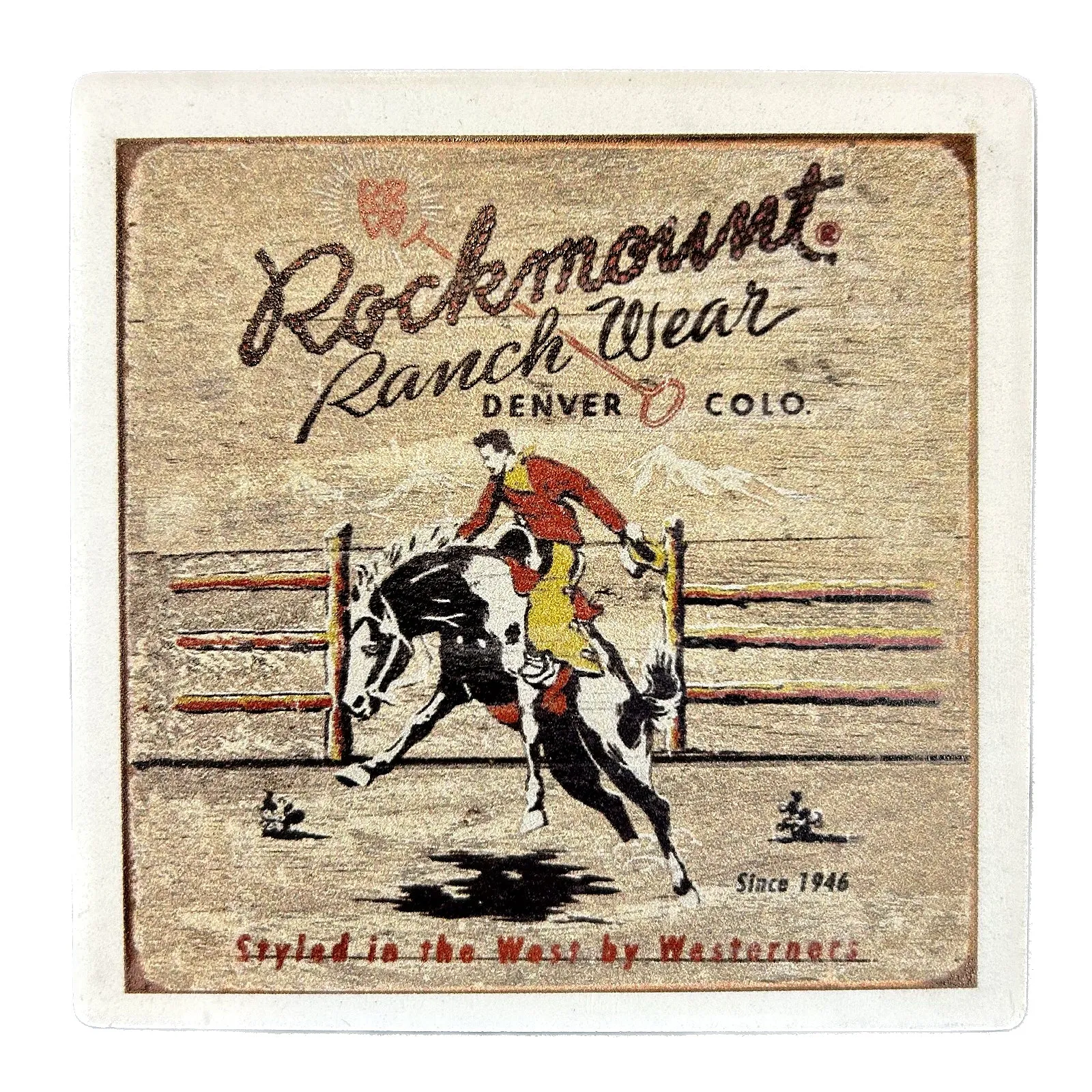 Rockmount Bronc Western Ceramic Cork Back Coaster