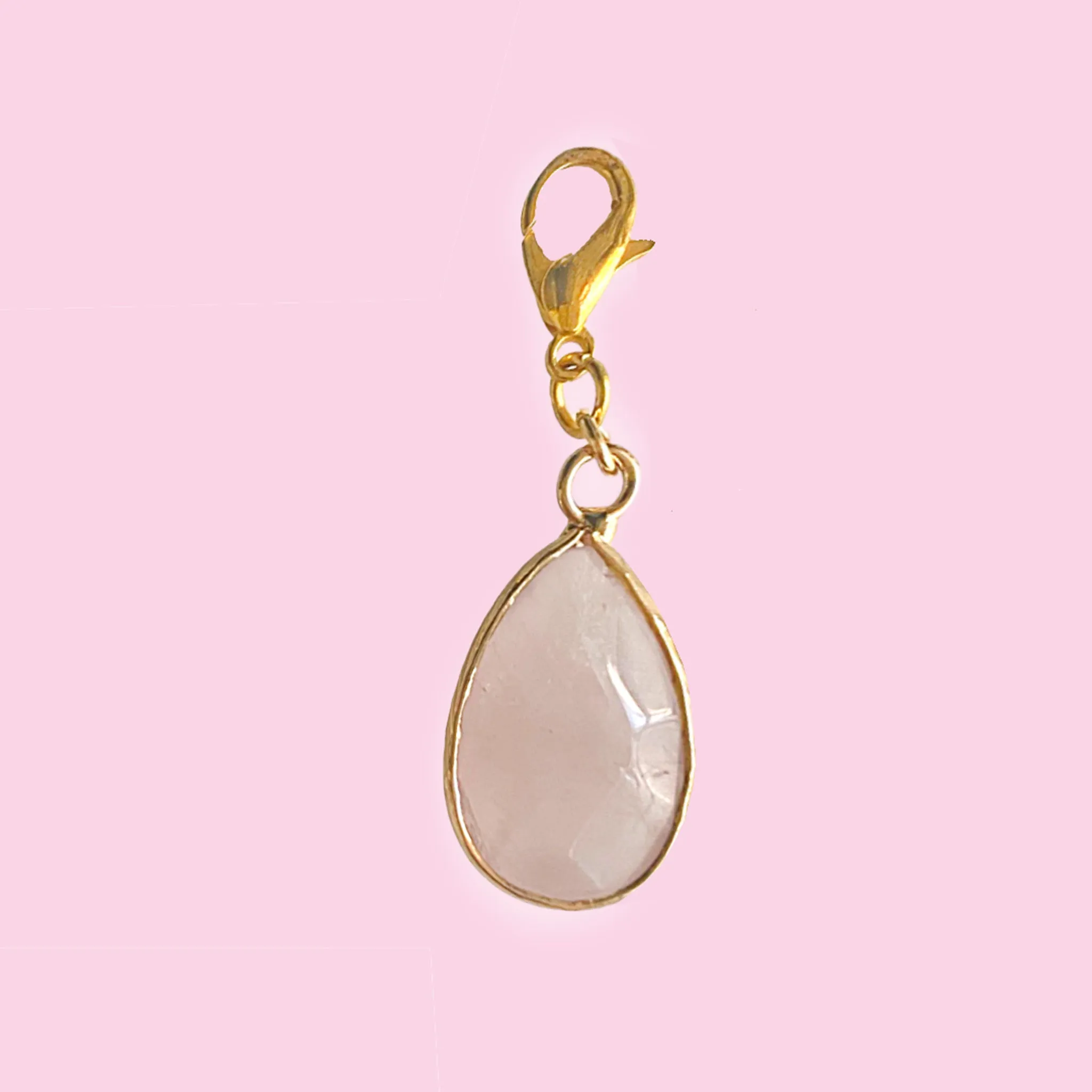 Rose Quartz Crystal Drop Charm