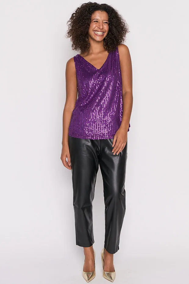 Rylee Purple Sequins Party Tank