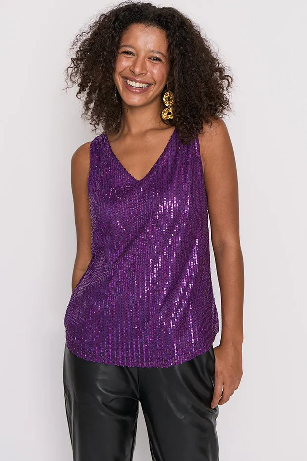 Rylee Purple Sequins Party Tank