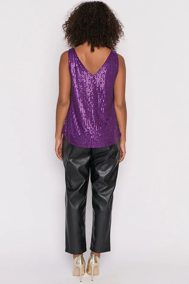 Rylee Purple Sequins Party Tank