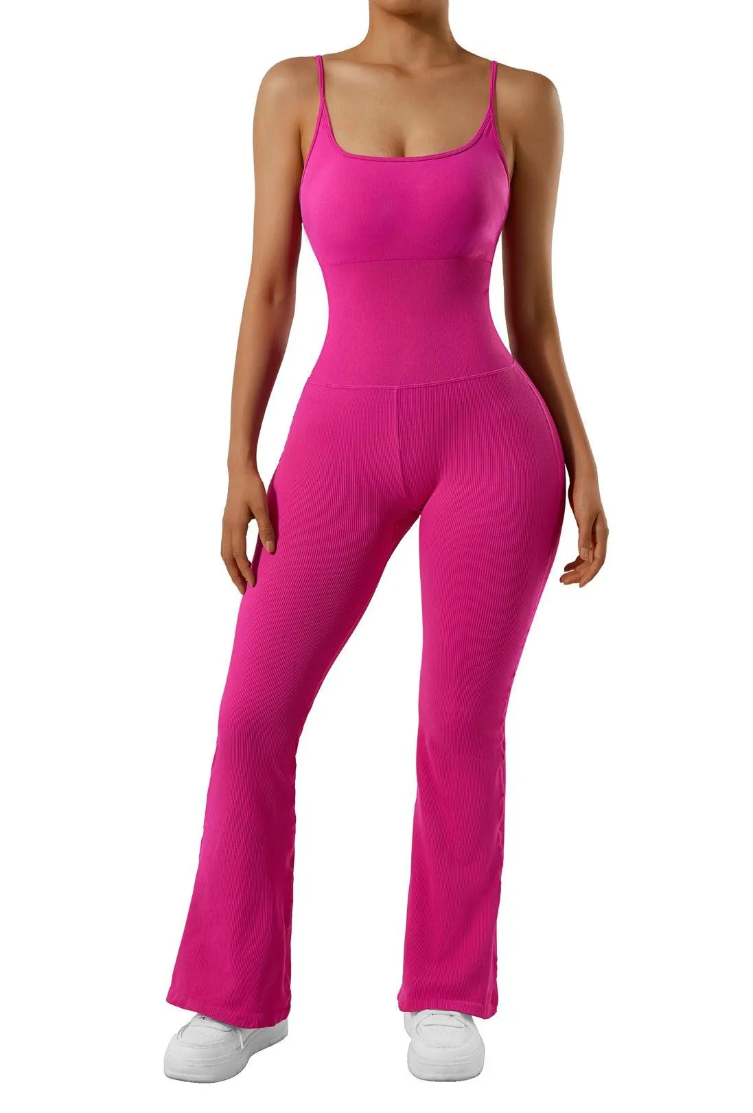 Seamless Ribbed Flare Jumpsuit