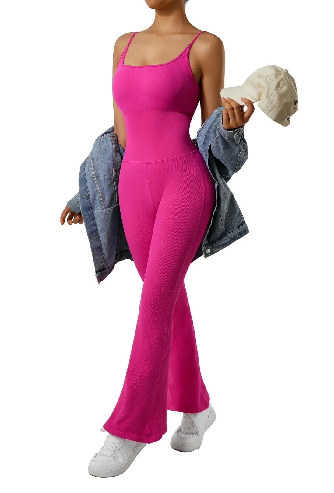 Seamless Ribbed Flare Jumpsuit